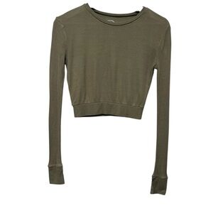 Blue life waffle knit long sleeve crop top size small